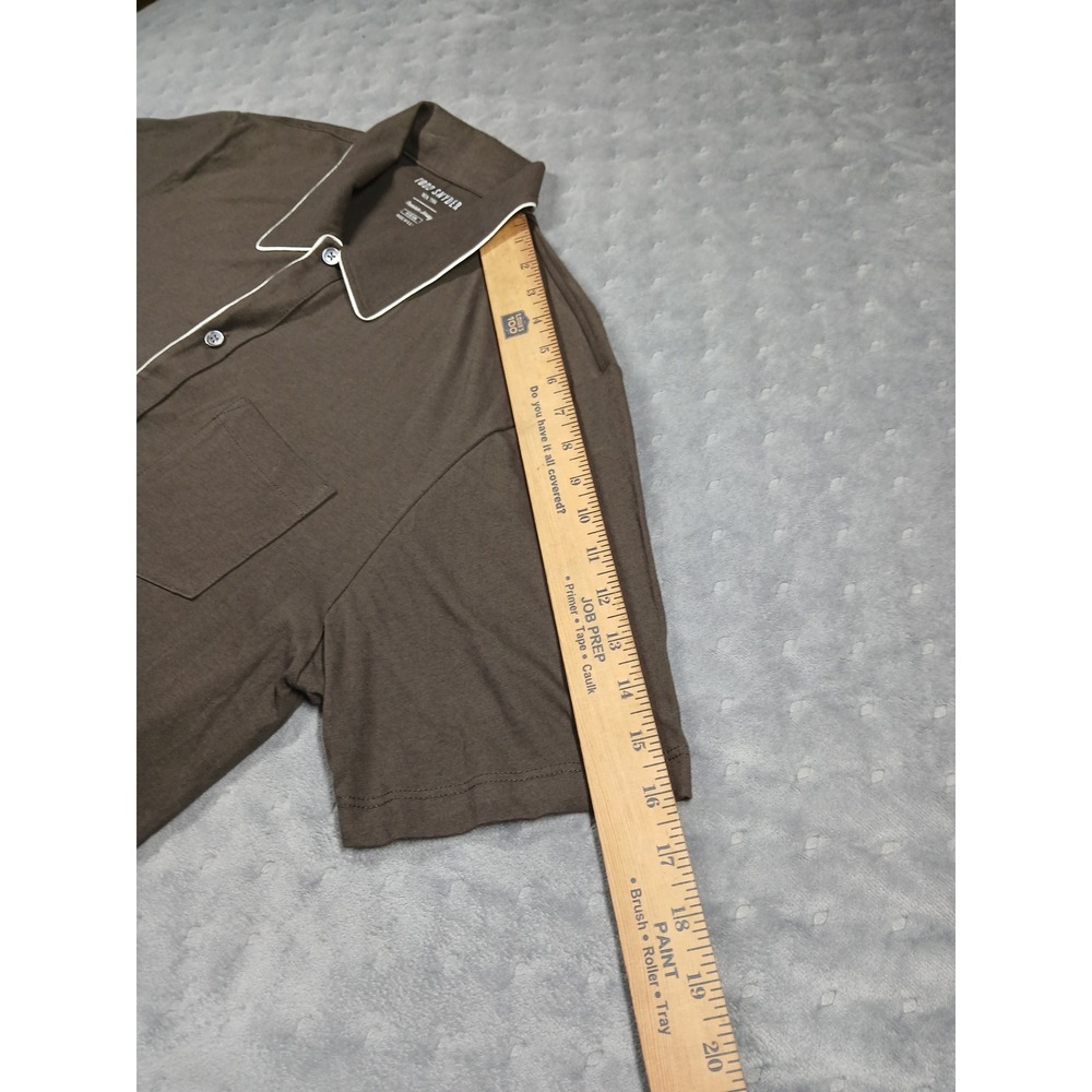 Todd Snyder Premium Jersey Full-Placket Polo Shirt Brown Men Medium Piping USA - Picture 5 of 7